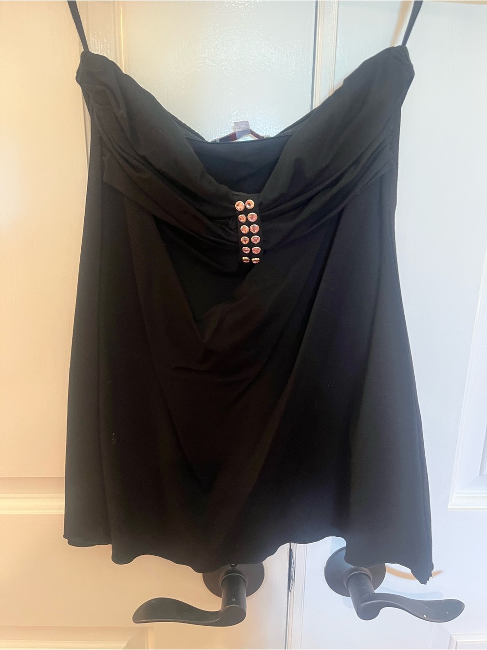 Black tube top, with pink crystal Embellishment